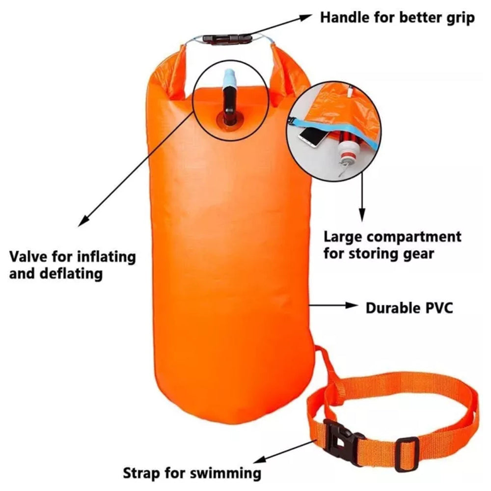 Inflatable Open Water Swim Buoy Air Dry Bag Buoy Tow Swimming PVC Storage Float