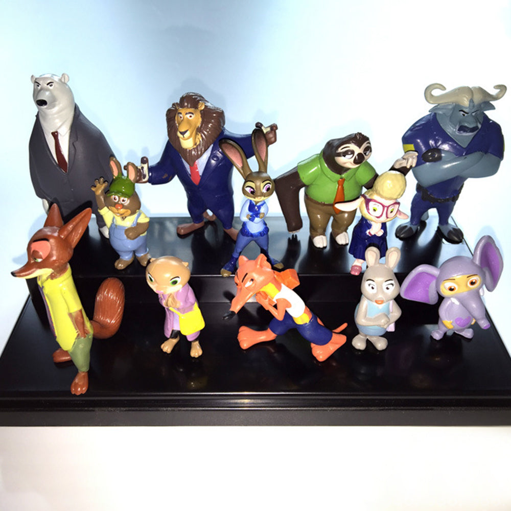 12pcs Cartoon Animal Mini PVC Figures -Colorful Character Collection Set