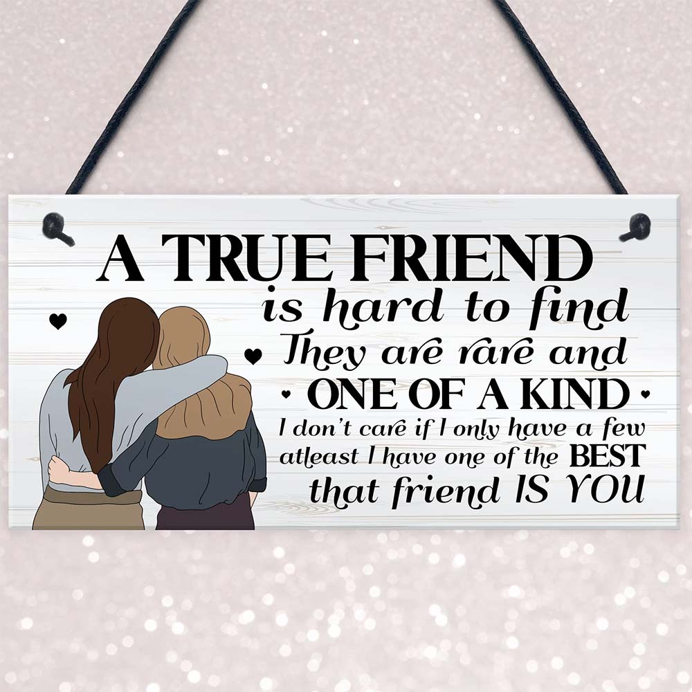Wooden Friendship Gift for Best Friend – “True Friend” Wall Decor, Birthday & Christmas Gift for Her