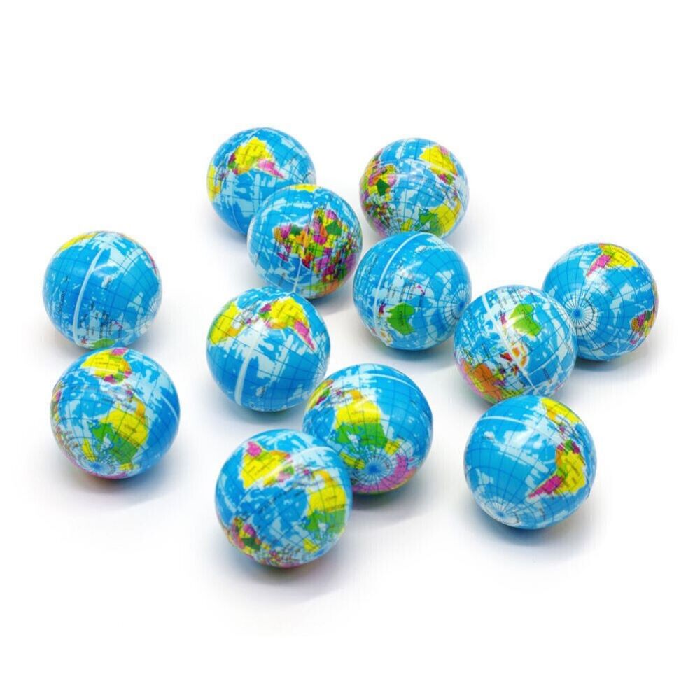 12-Pack Stress-Relief PU Soft Map Balls – 6.3cm Foam Stress Relief Balls