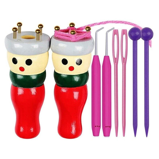 Wooden Spool Knitting Doll Set – 2pcs French Knitting & Corking Tool for Beginners& Craft Enthusiasts