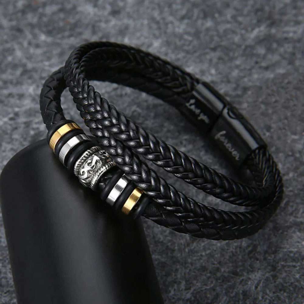 To My Son Bracelets PU Leather Bracelets with Gift Box Birthday Gifts for Son