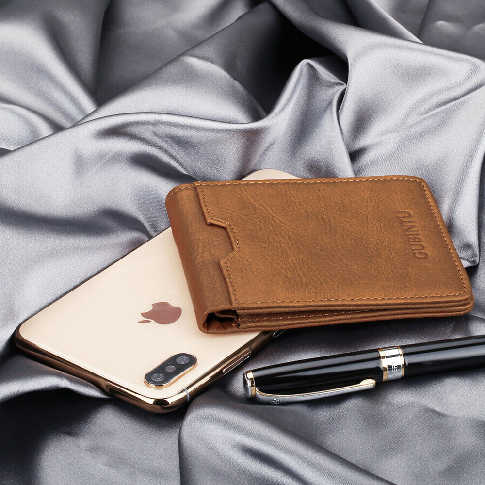 RFID BLOCKING LEATHER WALLET CREDIT CARD HOLDER SLIM MEN'S MONEY CASH CLIP PURSE