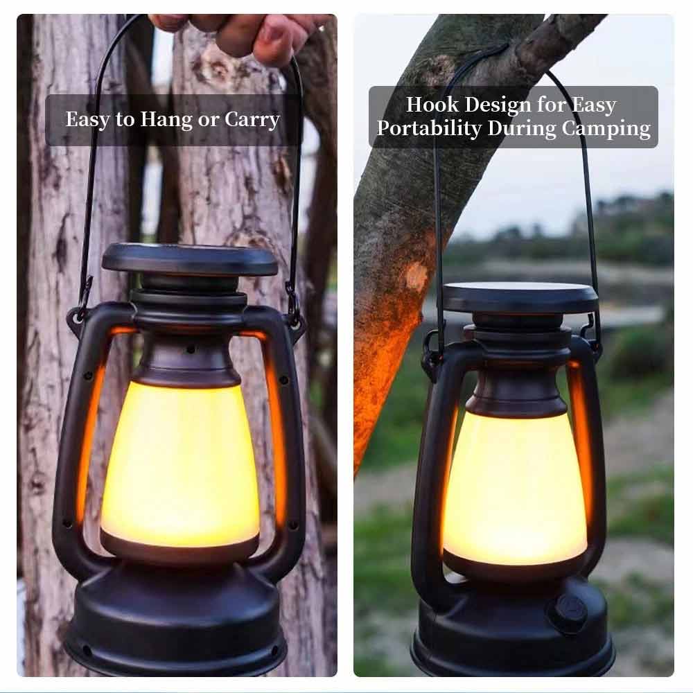 Solar Camping Lantern – USB Rechargeable LED Tent Light with Rotary Dimming