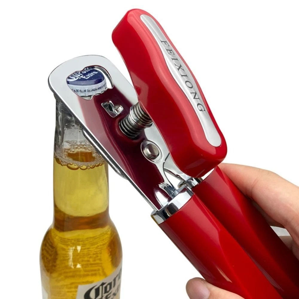 Stainless Steel Can Opener - Red Multifunctional Manual Opener Bottle Opener