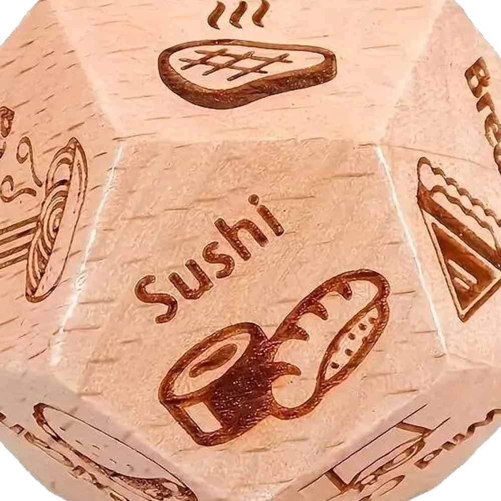 Food Decision Dice Decider Date Night Ideas Games 12-Sided takeaway Wooden