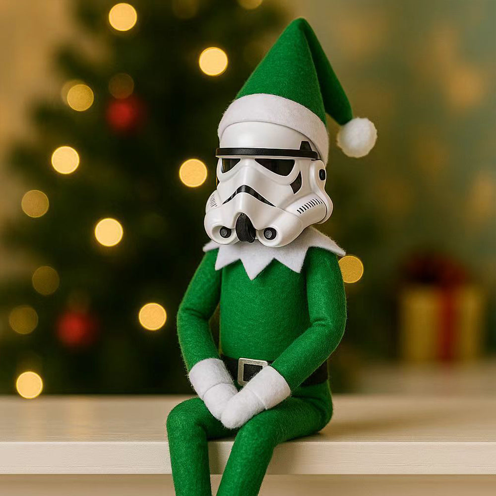 Stormtrooper Elf Christmas Ornament | Resin & Felt Festive Collectible for Holiday Decor