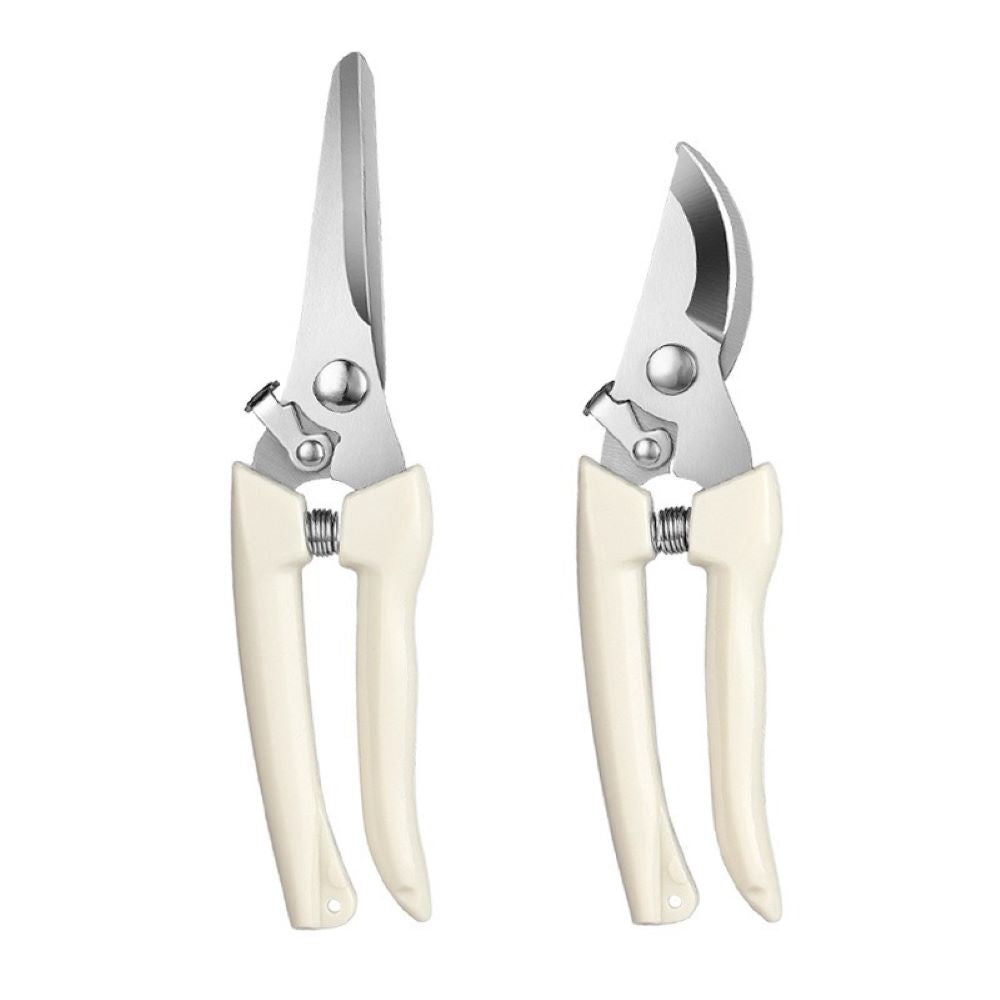 2-Piece Garden Shears – Stainless Steel Straight & Curved Blade Pruners