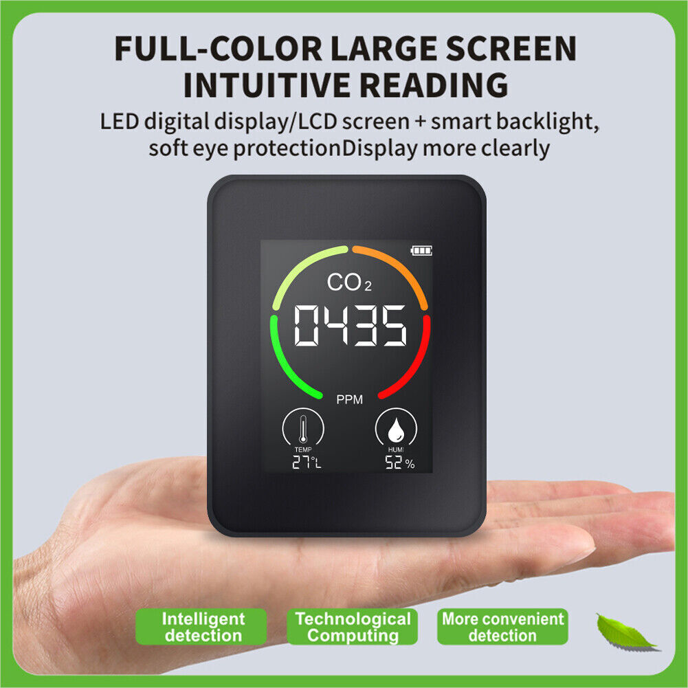 CO2 Meter Temperature Humidity Air Quality Monitor Carbon Dioxide Detector