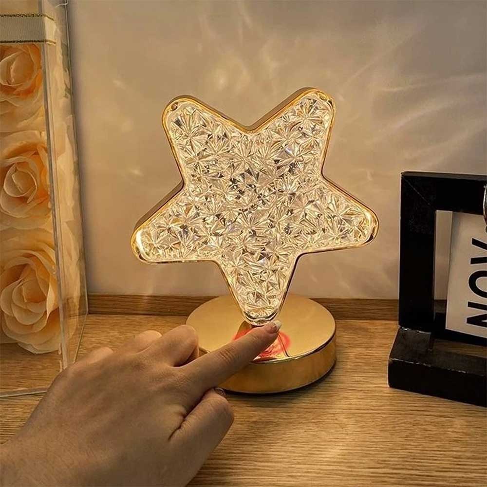 Crystal Touch Table Lamp – USB Rechargeable LED Night Light, Dimmable