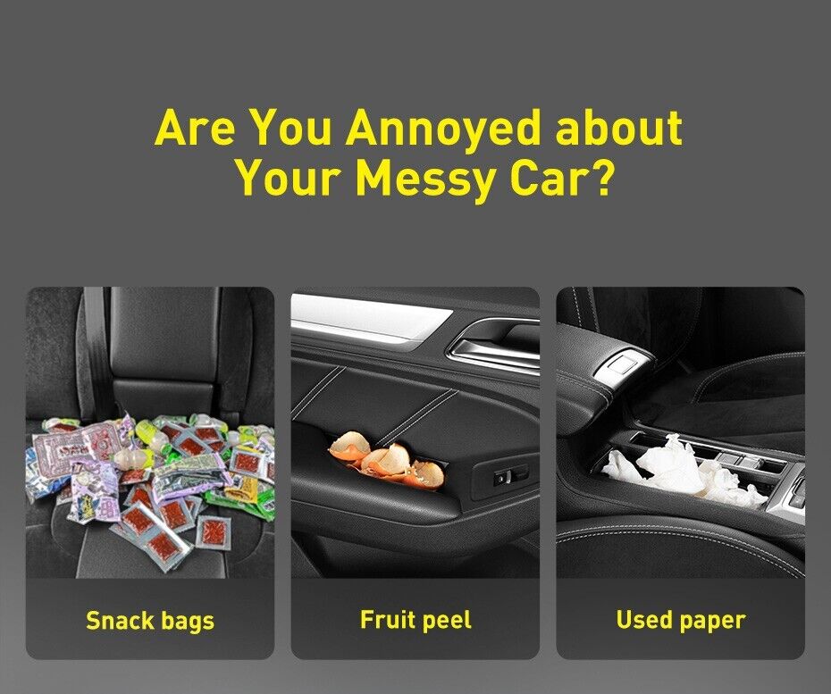 Baseus Car Trash Can Litter Bag Garbage Seat Waste Lid Bin Organizer Accessories