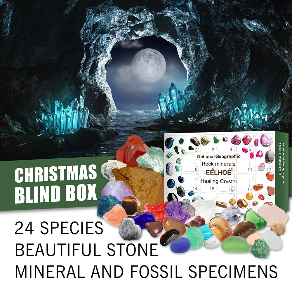2025 Crystal Advent Calendar with 24 Healing Stones & Minerals | Countdown to Christmas with Science & Magic