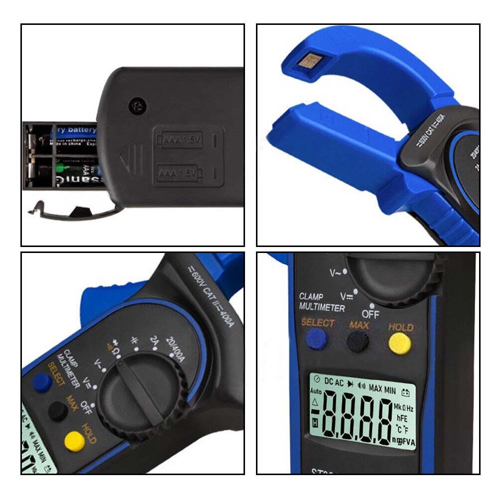 Protable Digital Multimeter Clamp Amp Meter OHM AC Current Voltage Tester Probe