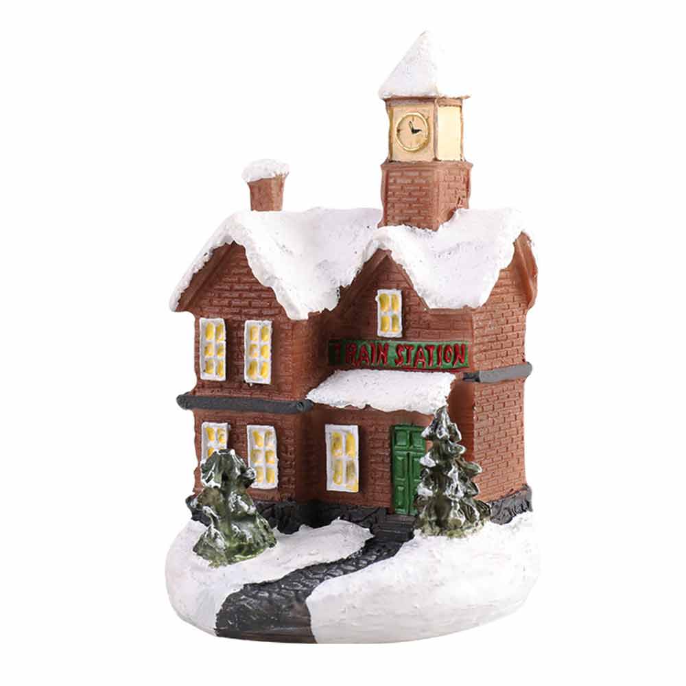 Resin Small House Christmas Decoration Micro Landscape LED Resin House Xmas Gift
