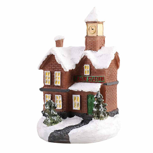 Resin Small House Christmas Decoration Micro Landscape LED Resin House Xmas Gift