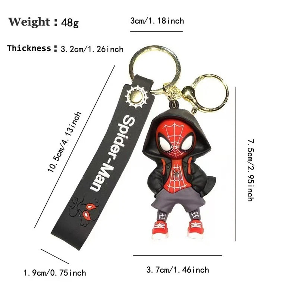 4-Pack Spider-Man Keychain – 3D Figure Keyring, Marvel Bag Charm for Collectors