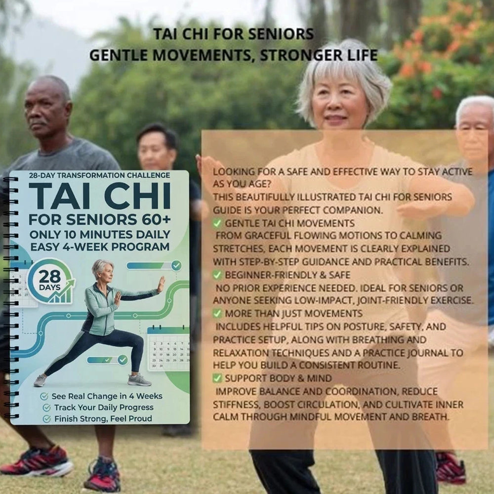 Tai Chi Practice Book – Spiral-Bound Daily Exercises for Seniors & Beginners