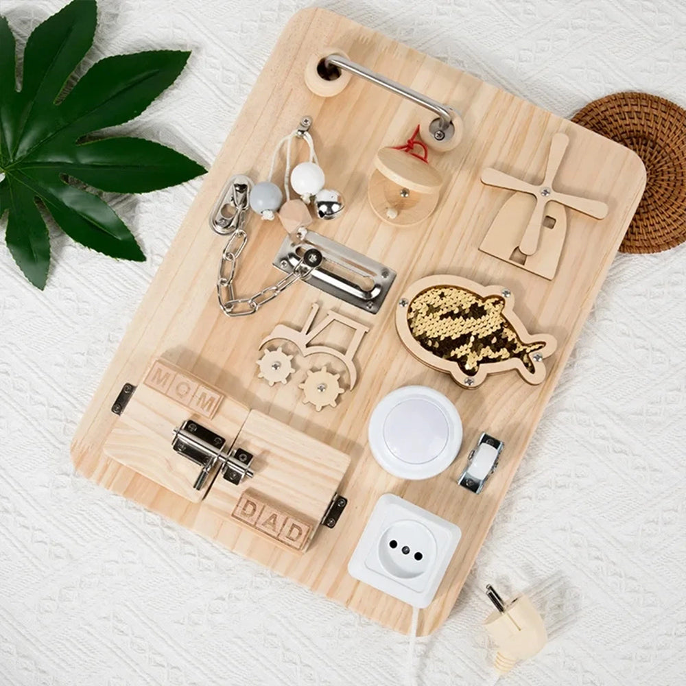 Montessori Busy Board - Educational Fidget Sensory Activity Board for Early Development