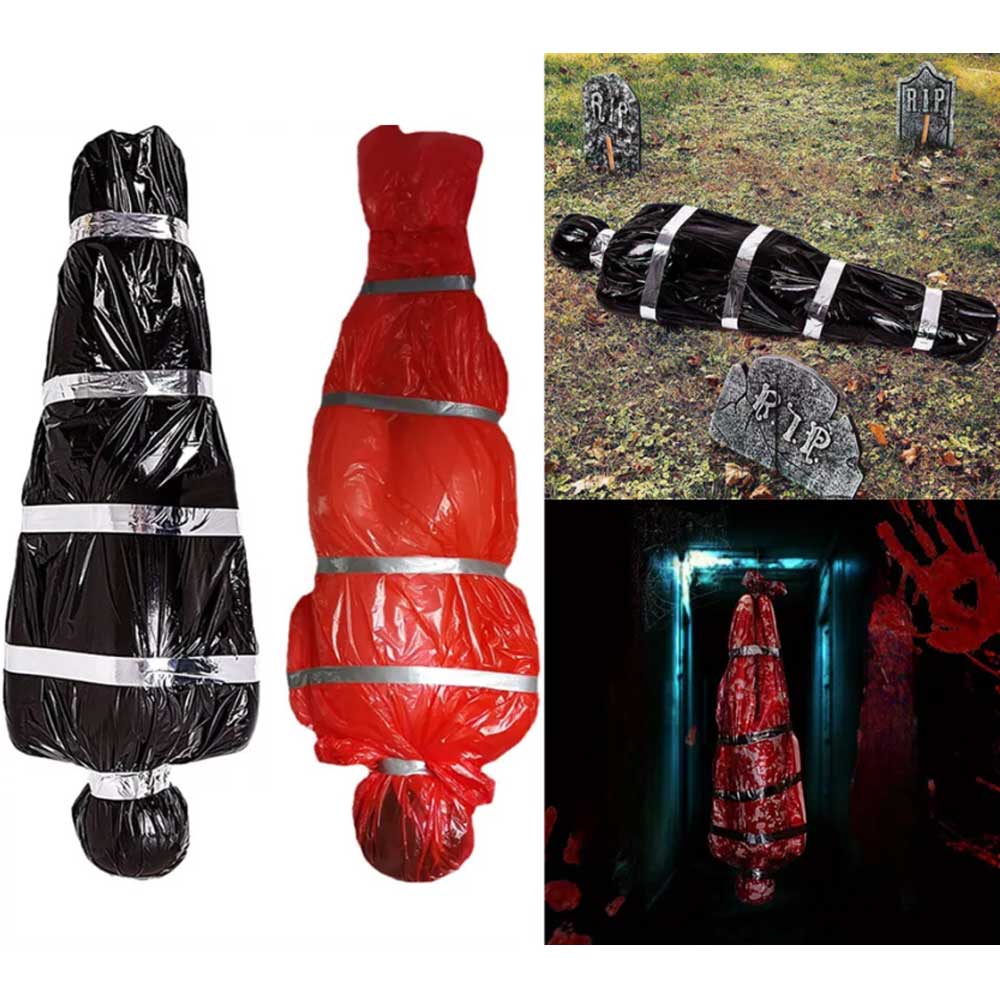 Halloween Scary Fake Dead Victim Props Corpse in Bag Outdoor Ornament Decor