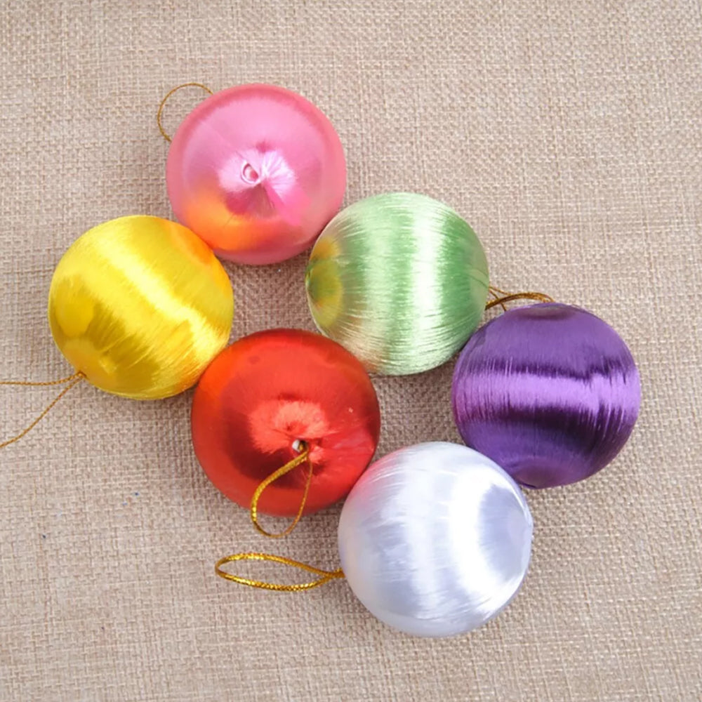 6Pcs 5cm Christmas Tree Baubles Satin Xmas Balls Hanging Home Party Ornaments Decor