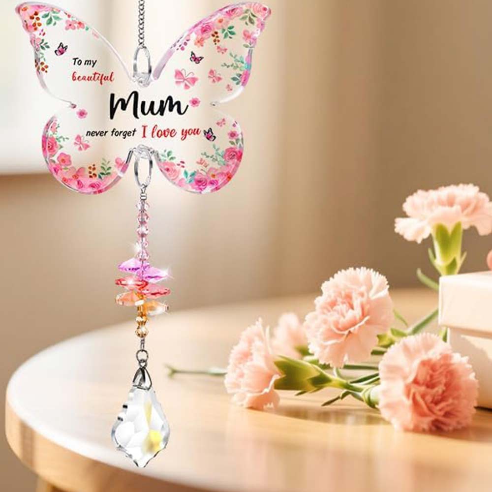 Mother's Day Unique Gift for Mum - Butterfly Acrylic Crystal Suncatcher from Daughter Son