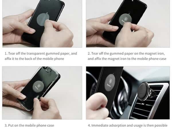 Baseus Small ears series Magnetic suction bracket(Air outlet type) Vent Mount Phone Holder Black