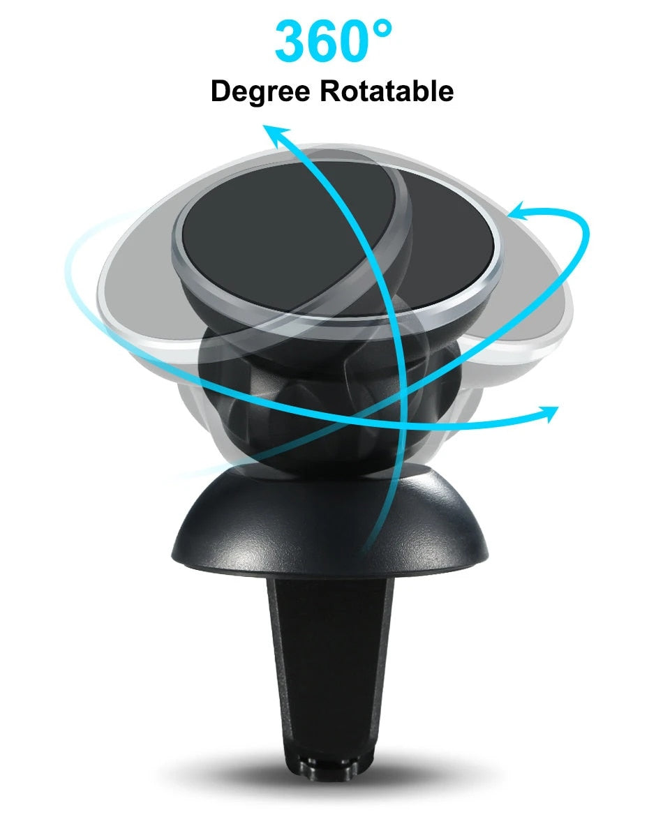 Round Car Magnetic Vent Mount Hook Design Compatible with Magsafe Black