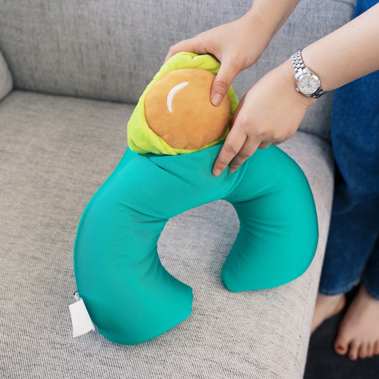 Two-Way Reversible Microfibre Travel Pillow-Avocado