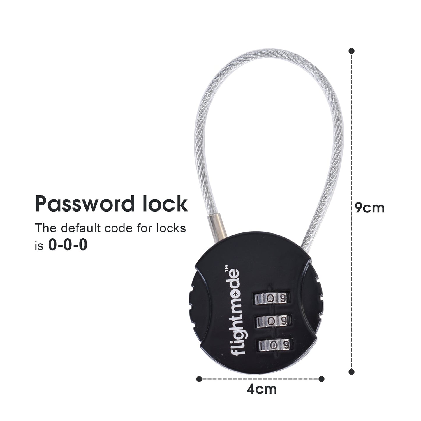 Flightmode 3 Dial Steel Cable Padlock