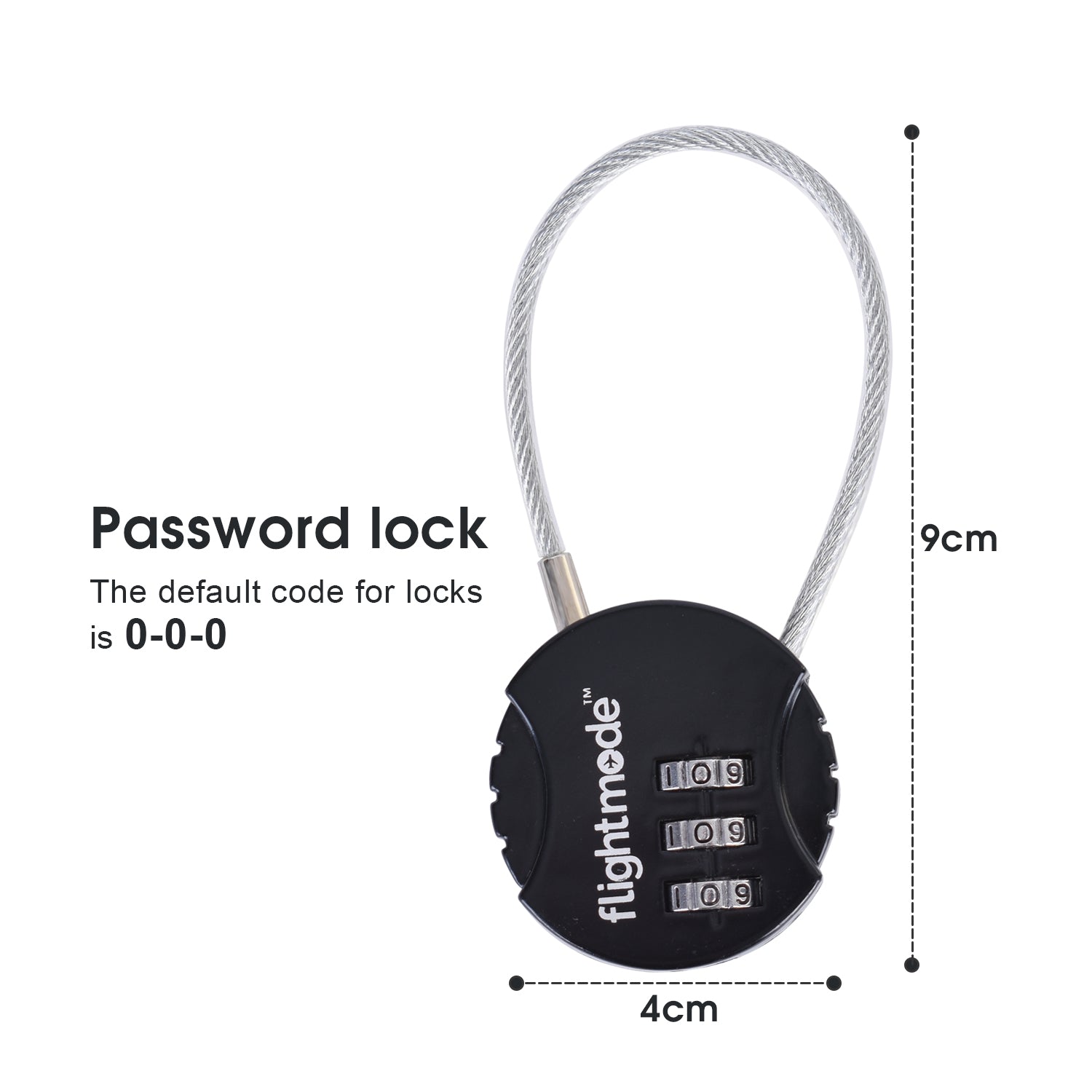 Flightmode 3 Dial Steel Cable Padlock