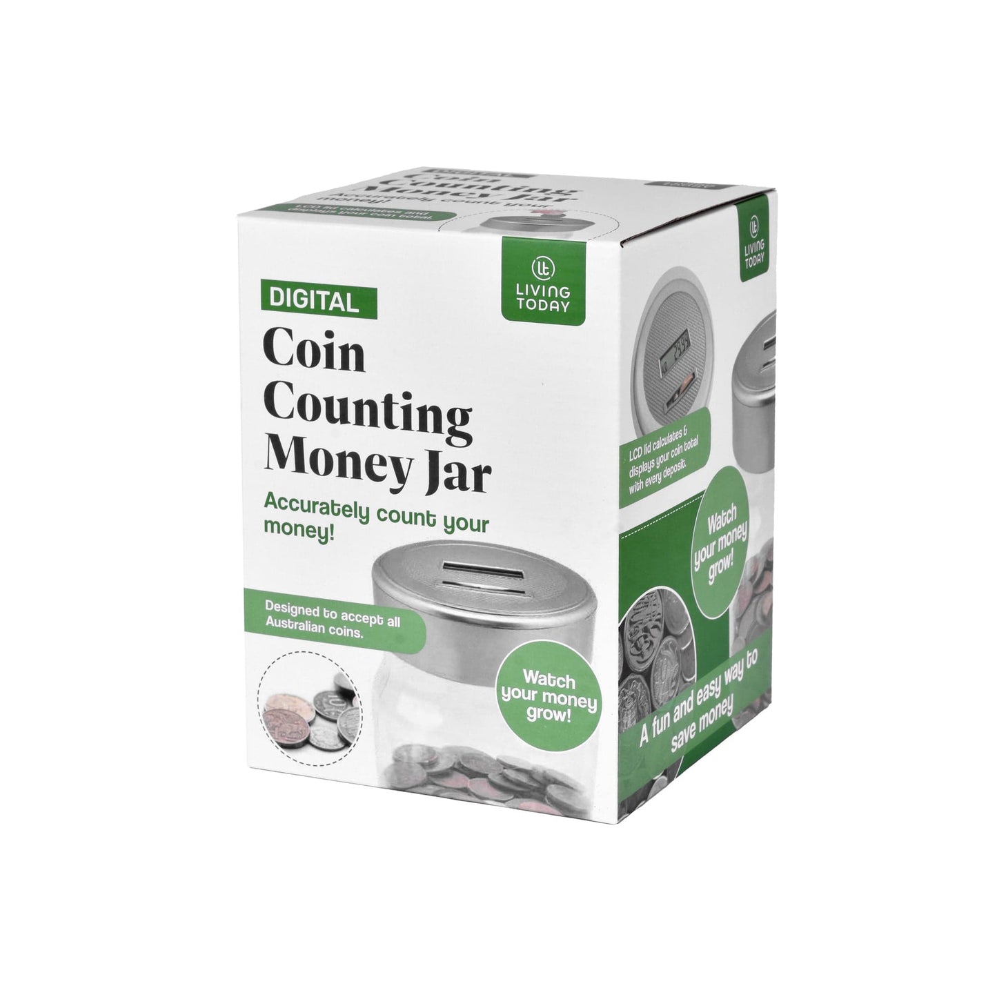 2 Pcs Digital Coin Counting Money Jar – LCD Display for Australian Coins, Fun for Kids