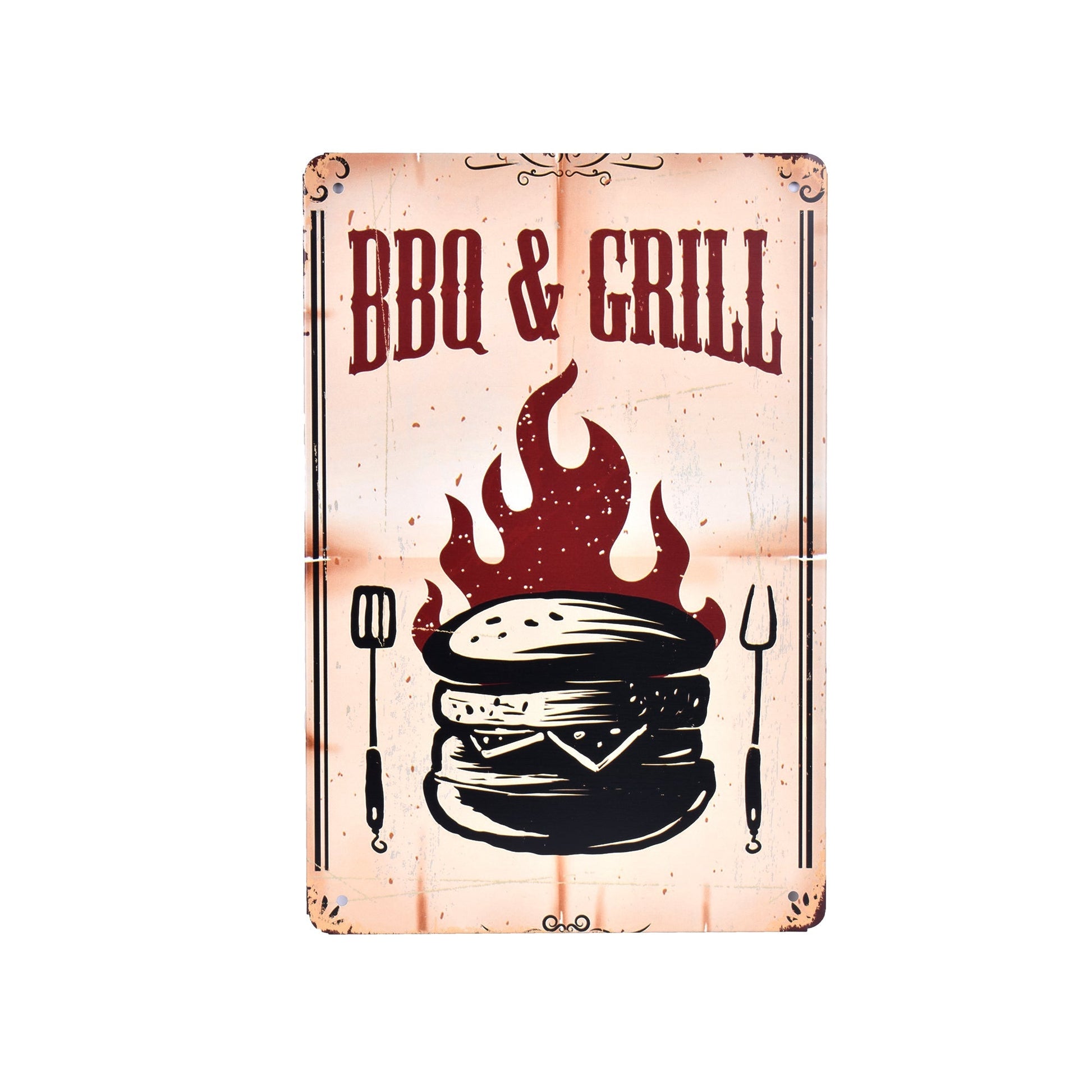 2 pc Vintage Rustic Look Metal Tin Signs 30 x 20cm