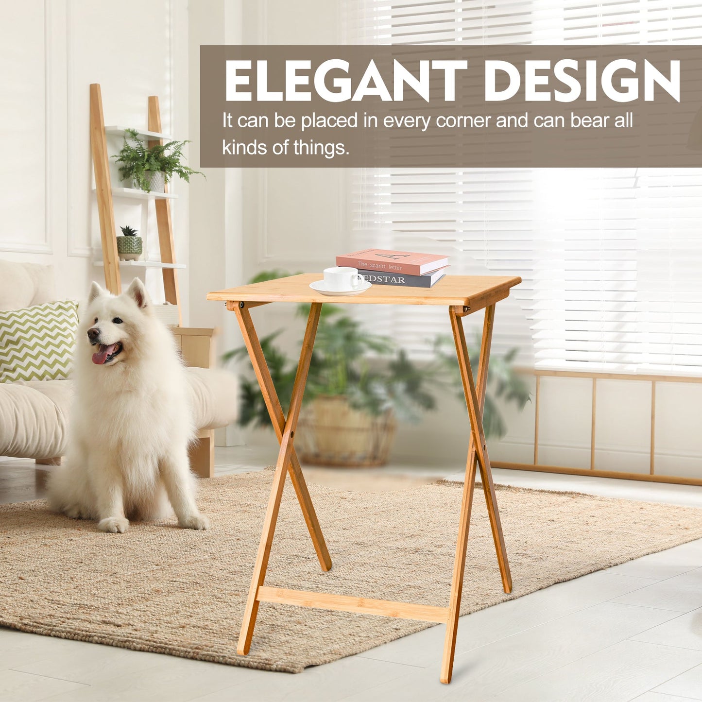 2pc Bamboo Folding Laptop Tray & Snack Table