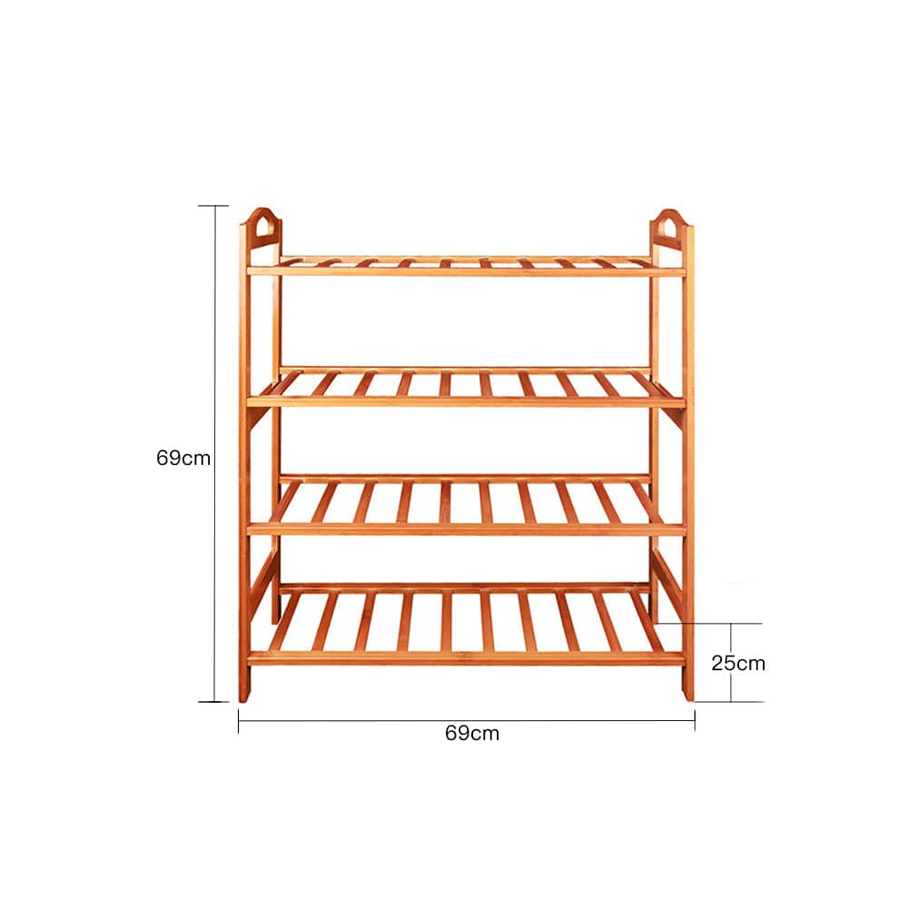 Bamboo Storage Shoe Rack & Organiser 4 Tiers Layers