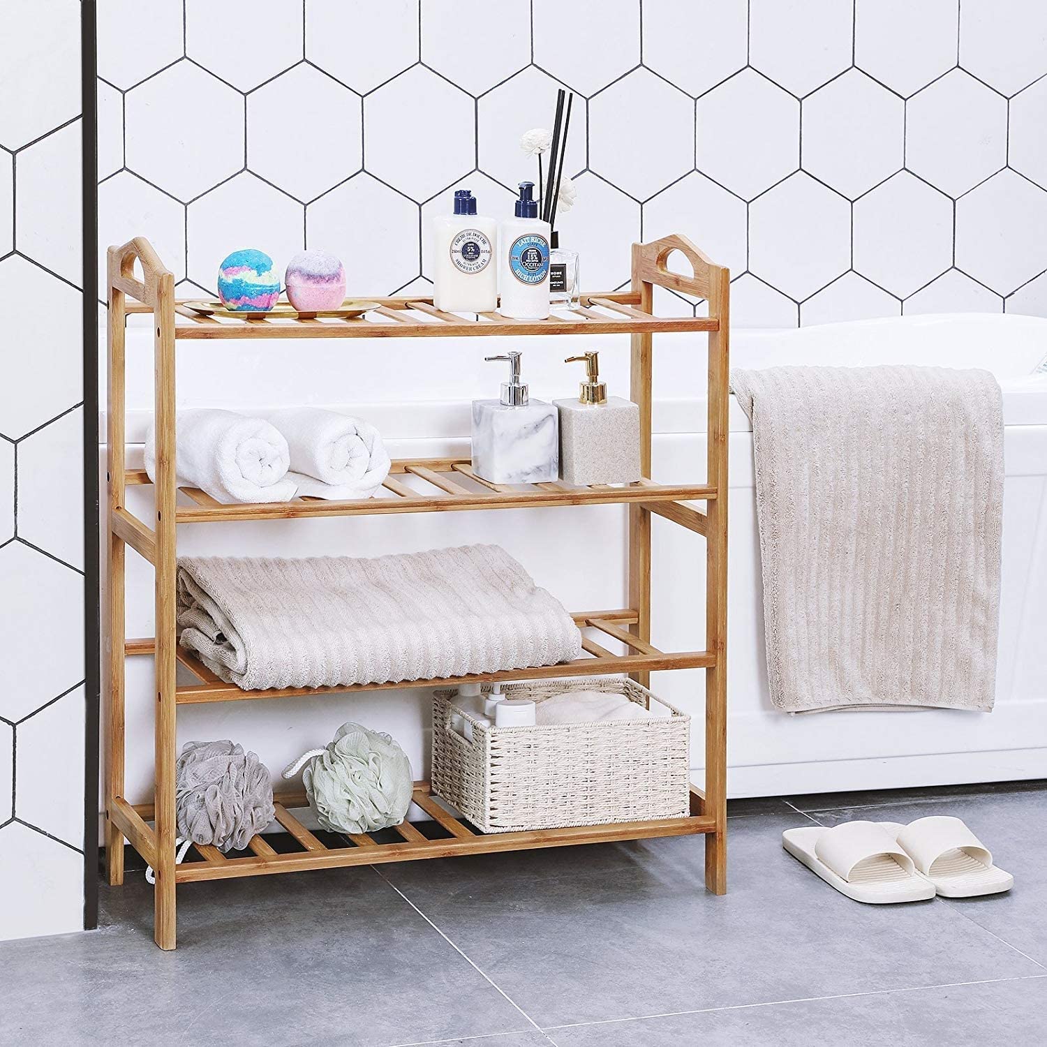Bamboo Storage Shoe Rack & Organiser 4 Tiers Layers