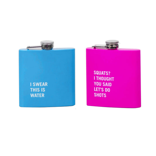 2 Pcs Stainless Steel Hip Flask (175 ml Each) – Funny Quotes, 4 Super‑Bright Colours