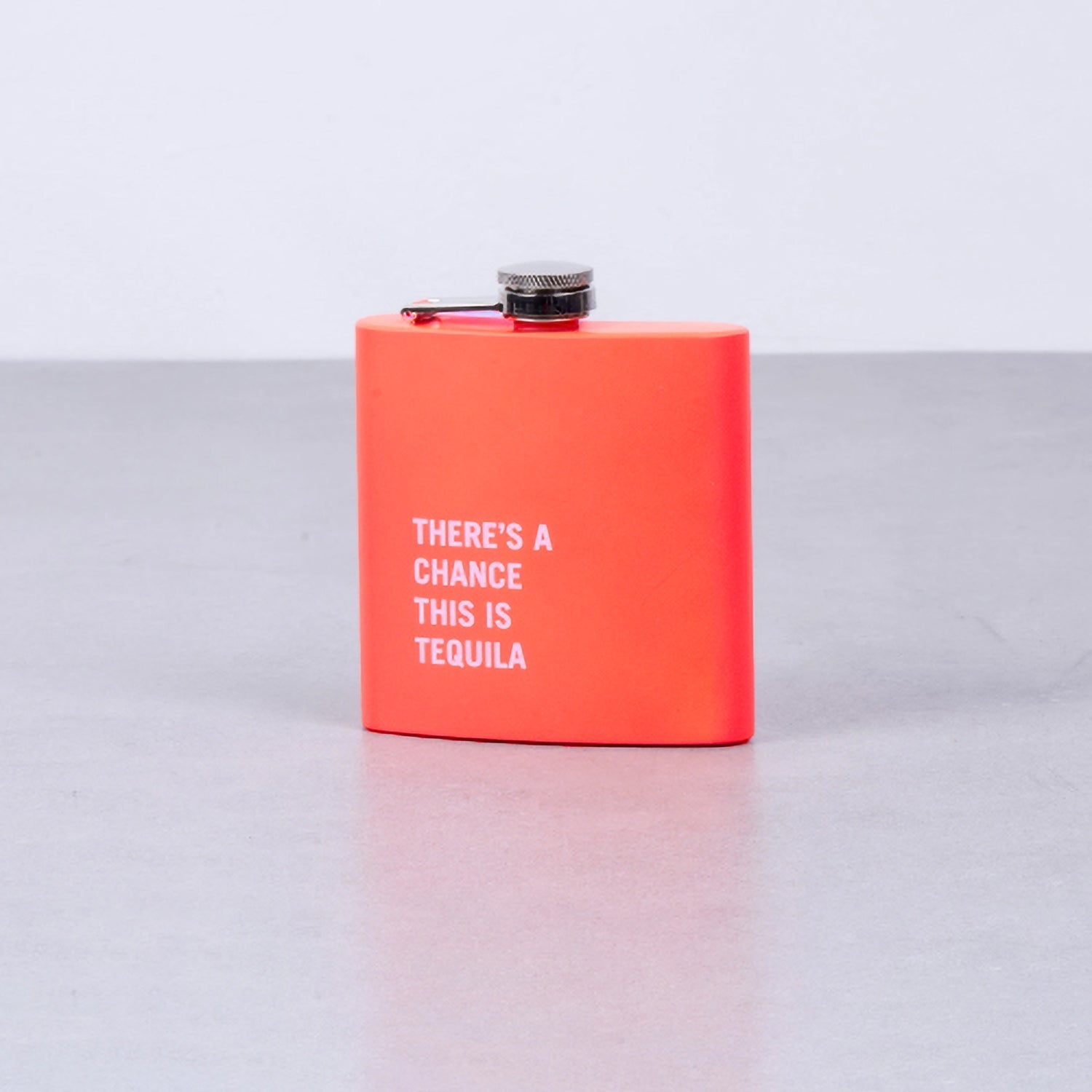 175ml Stainless Steel Hip Flask w Funny Quotes - Peach