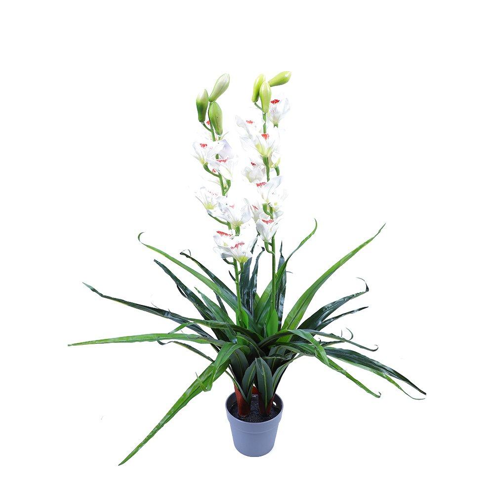 100cm Faux Artificial Home Decor Potted  Cymbidium-Red/White