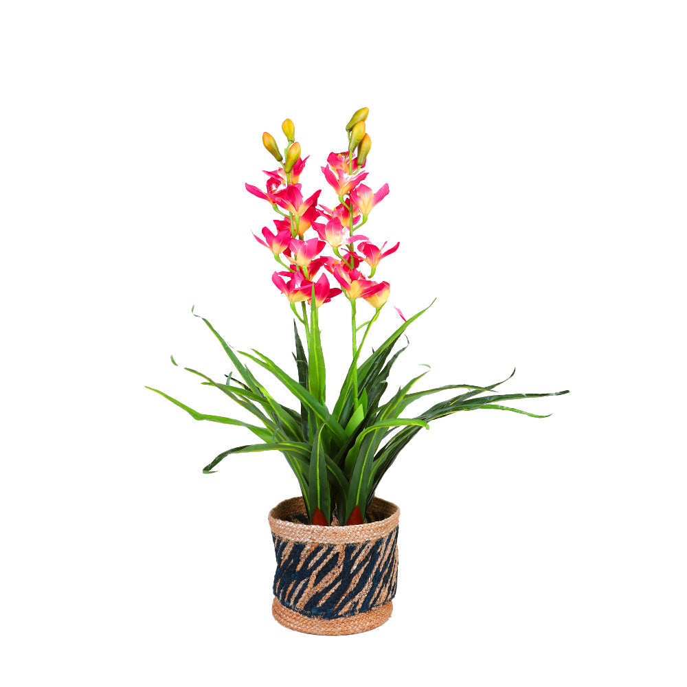 100cm Faux Artificial Home Decor Potted  Cymbidium-Red/White