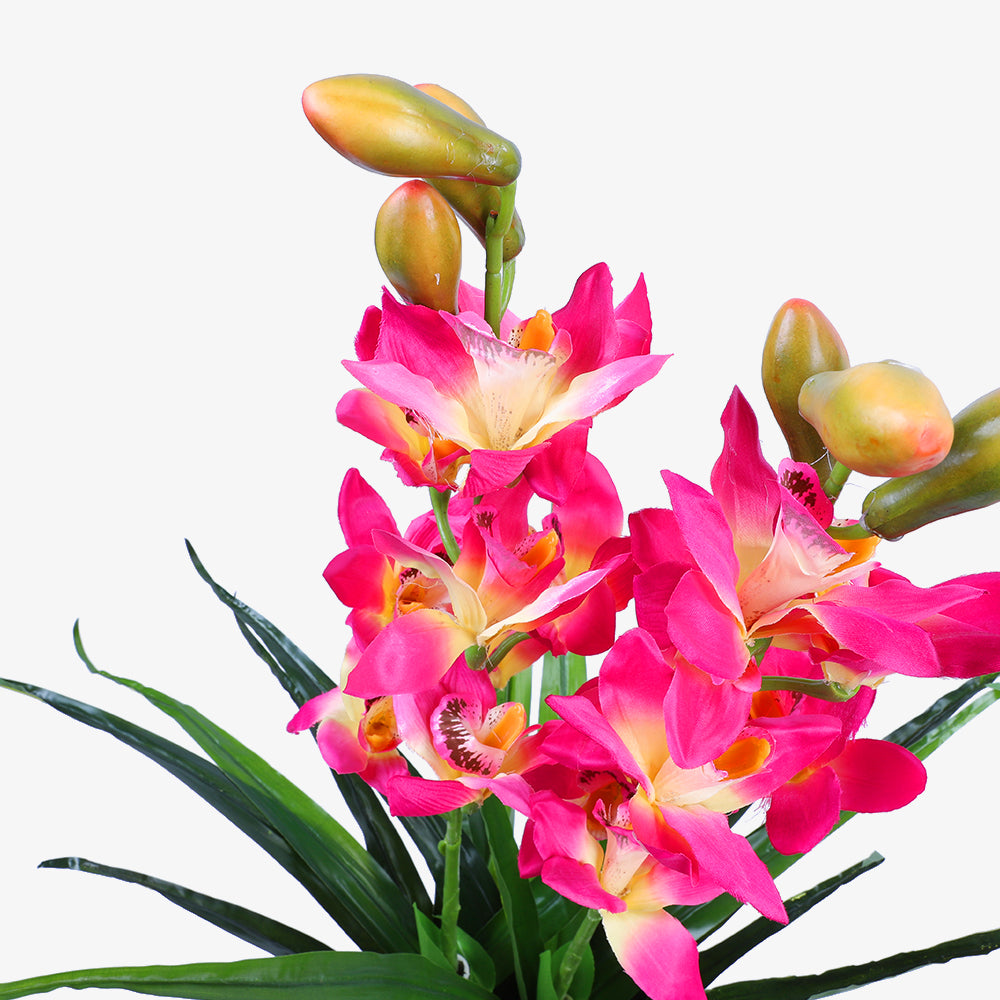100cm Faux Artificial Home Decor Potted  Cymbidium-Red/White