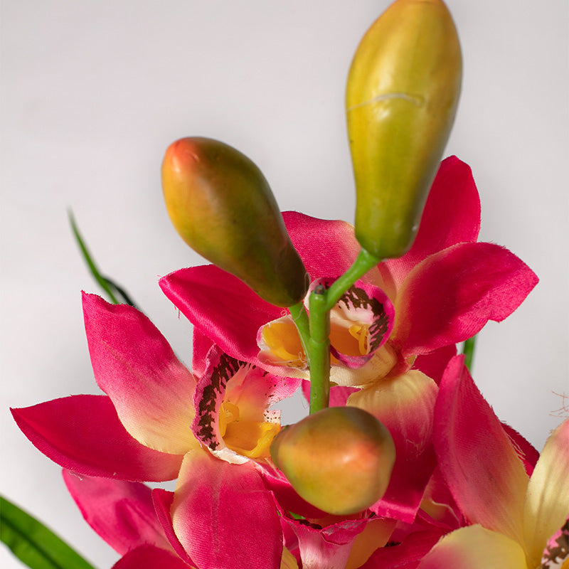 100cm Faux Artificial Home Decor Potted  Cymbidium-Red/White