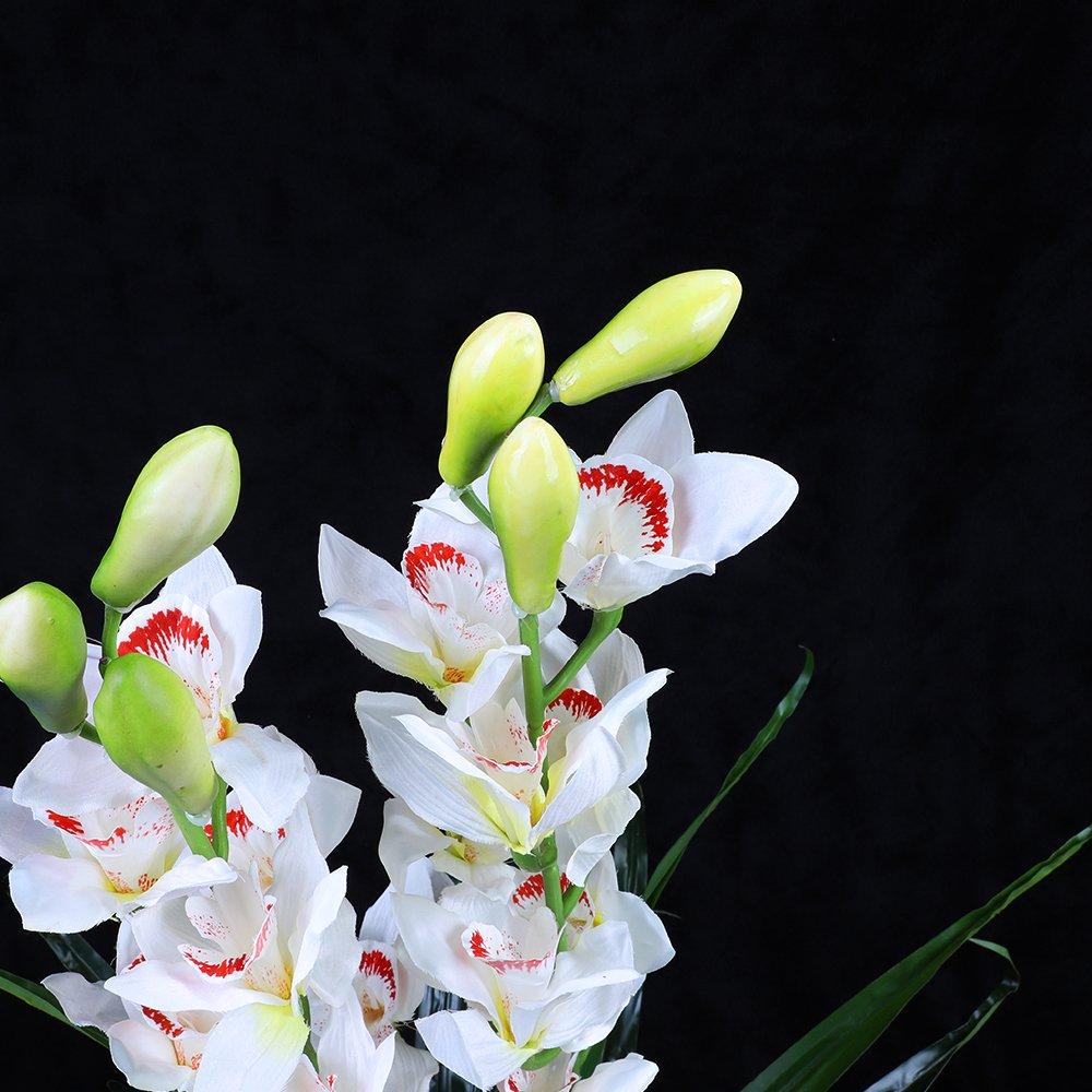 100cm Faux Artificial Home Decor Potted  Cymbidium-Red/White