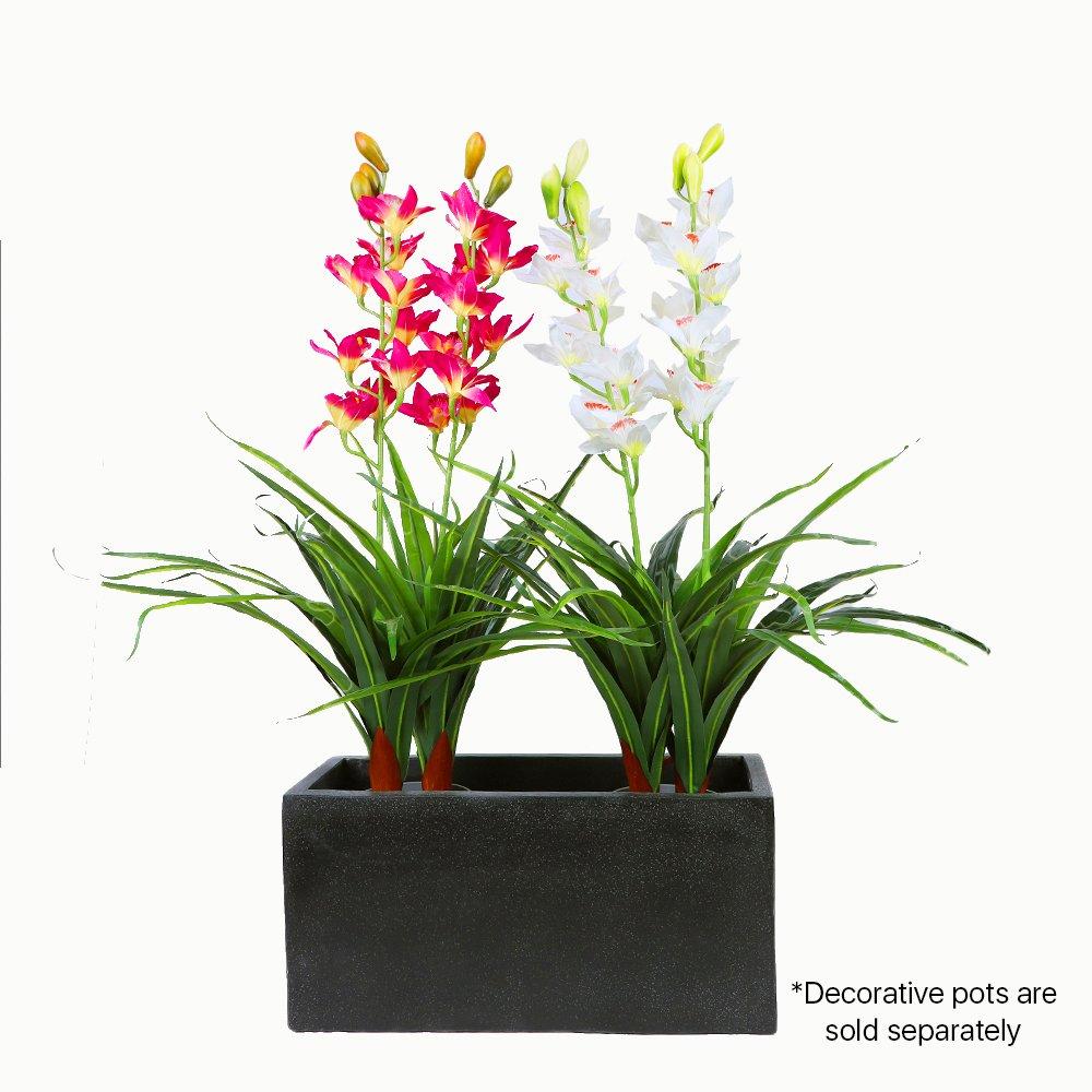 100cm Faux Artificial Home Decor Potted  Cymbidium-Red/White