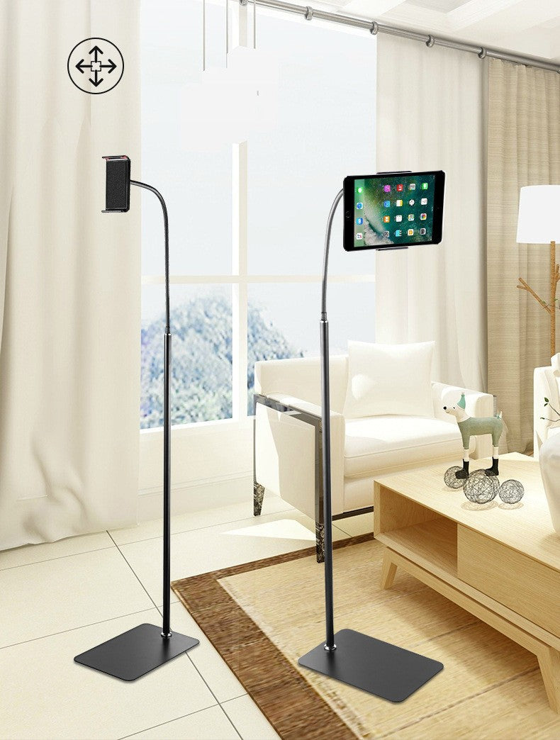 Tablet Floor Stand Holder Mount with Adjustable Height for iPad/iPhone 4.5"-12.9" Devices (Black)