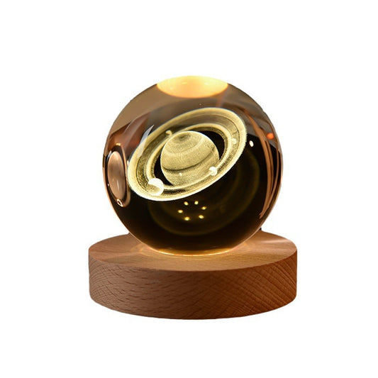 3D Moon Night Light Planet Globe Galaxy LED Crystal Ball Table Lamp Bedside USB