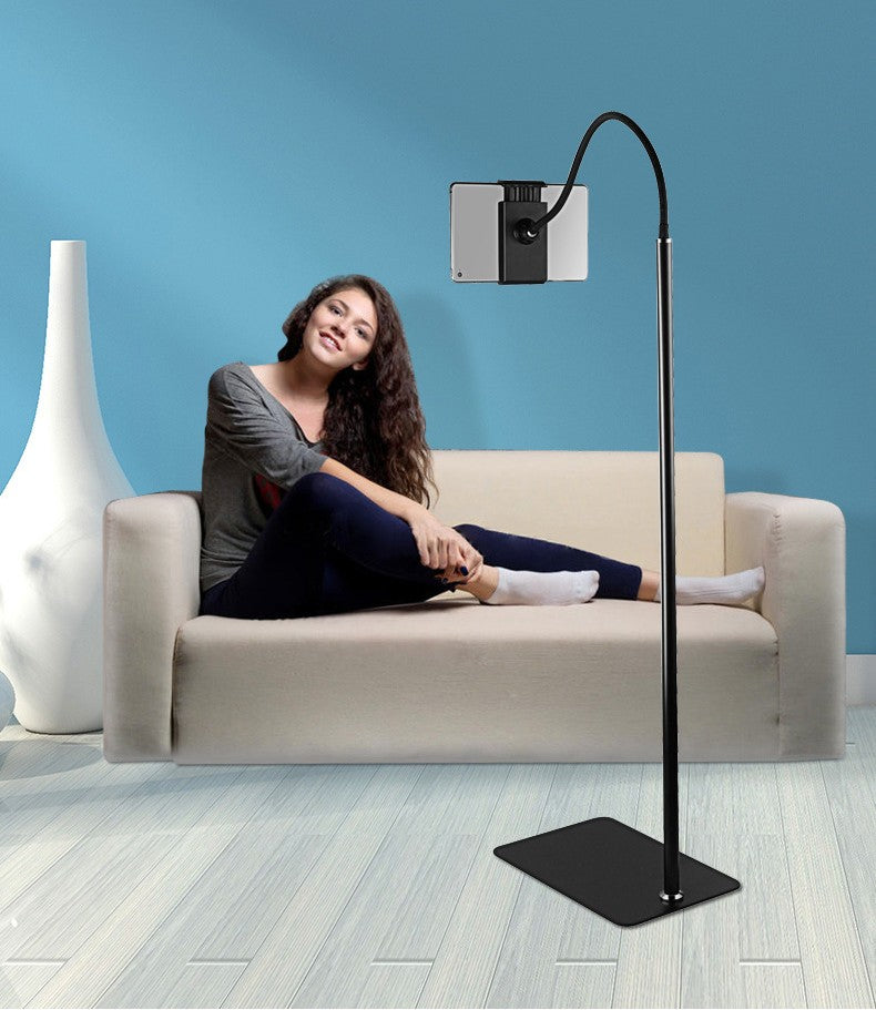 Tablet Floor Stand Holder Mount with Adjustable Height for iPad/iPhone 4.5"-12.9" Devices (Black)