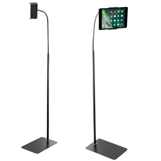 Tablet Floor Stand Holder Mount with Adjustable Height for iPad/iPhone 4.5"-12.9" Devices (Black)