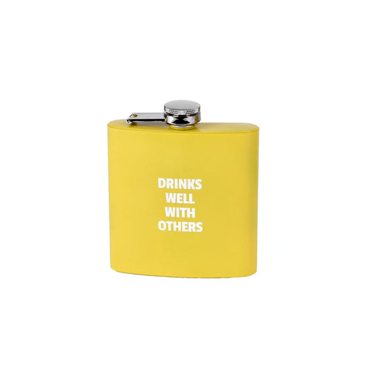 175ml Stainless Steel Hip Flask w Funny Quotes - Yellow
