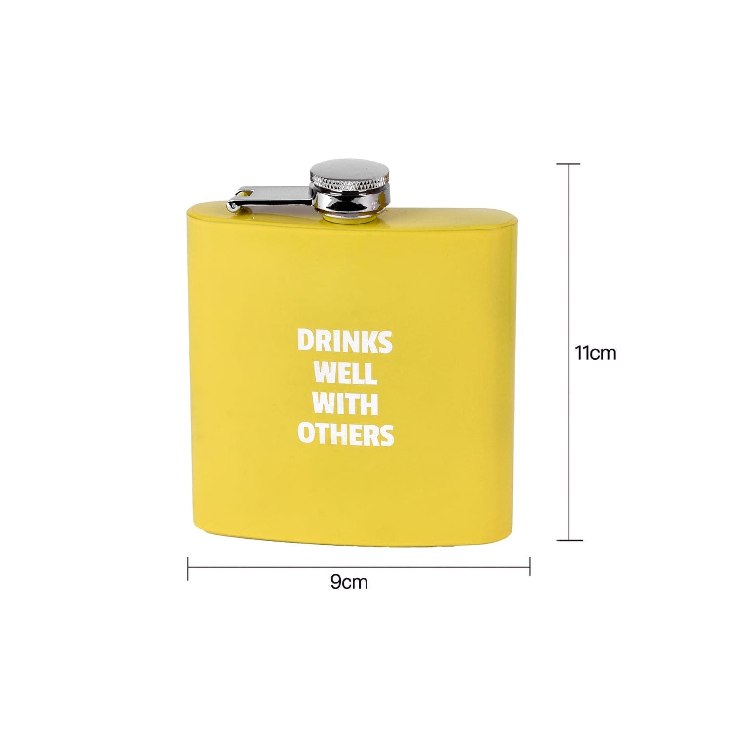 175ml Stainless Steel Hip Flask w Funny Quotes - Yellow