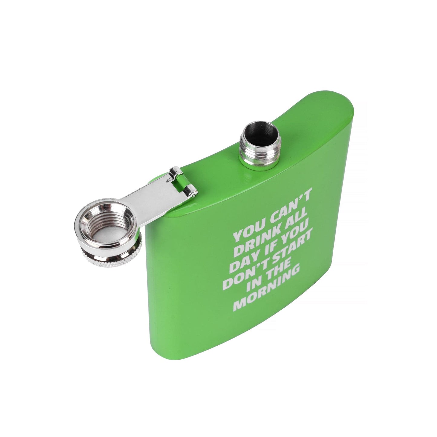 175ml Stainless Steel Hip Flask w Funny Quotes - Green